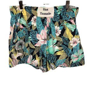 Vintage 90s Hot Tamale Multicolor Jungle Floral Print Casual Shorts XL